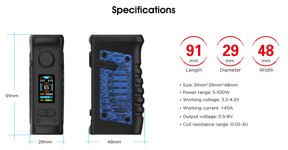 Vandy Vape Jackaroo Mod Parameters