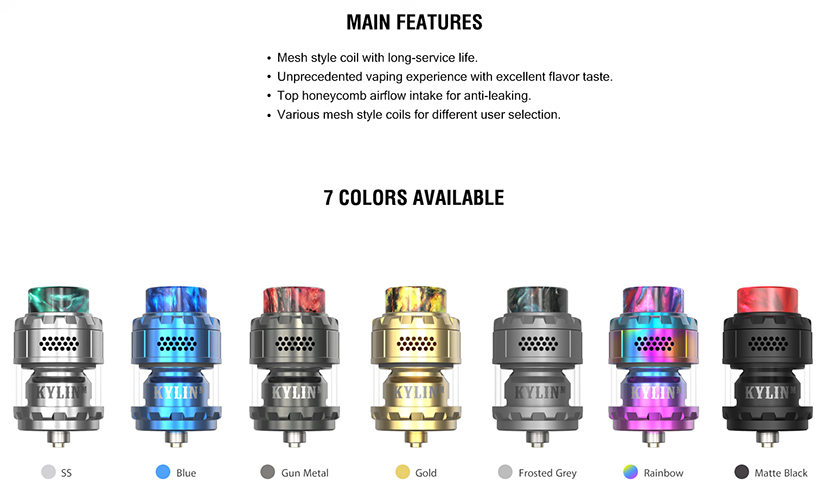 Vandy Vape Kylin M Rebuildable Tank Atomizer Feature