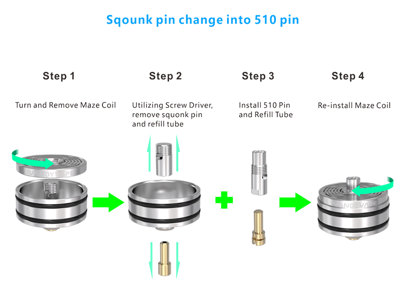 Maze Sub Ohm BF RDA Atomizer Sqounk Pin 