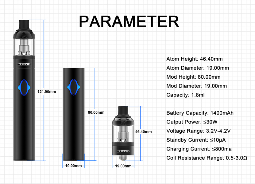 Vapefly Galaxies MTL Starter Kit Size