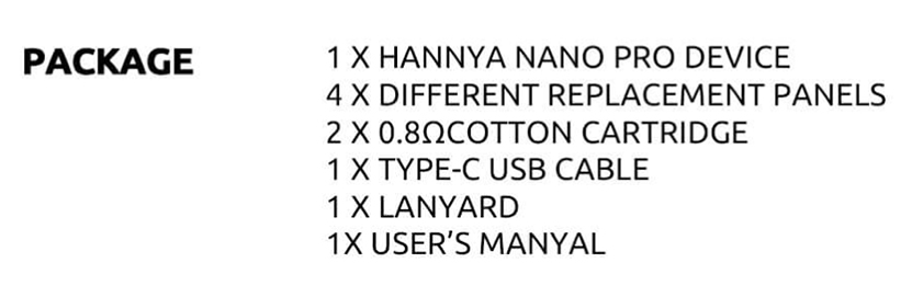 Vapelustion Hannya Nano Pro Kit Package List