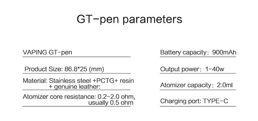 VapingGT GT Pen Mod Parameter