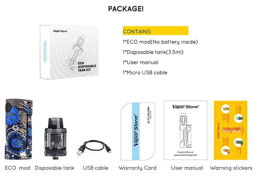 Vapor Storm ECO Kit with Disposable Tank Features 01