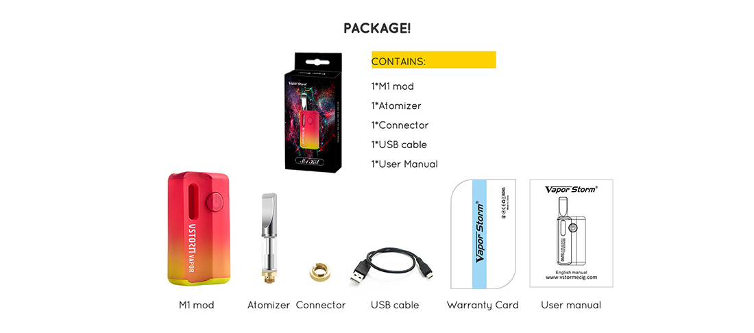 Vapor Storm M1 Oil Vape Kit Package