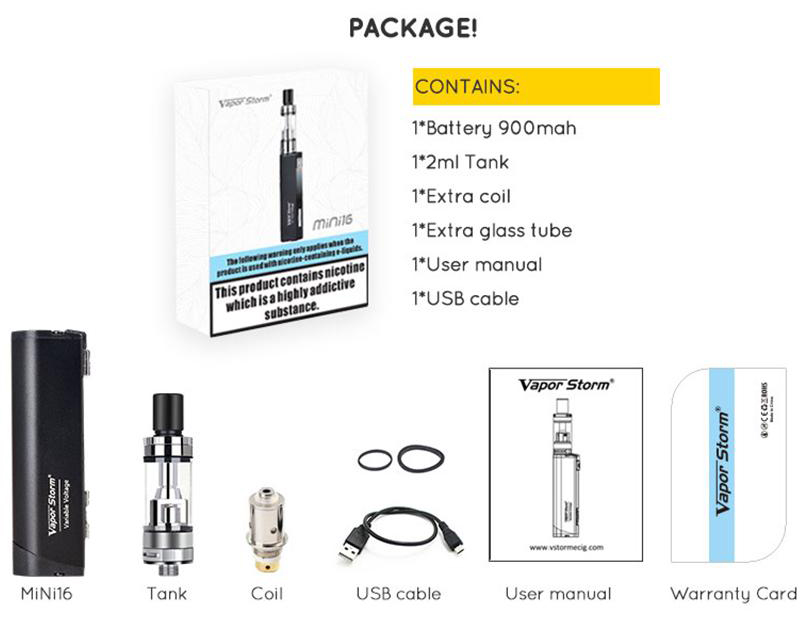 Vapor Storm Mini 16 Kit Package