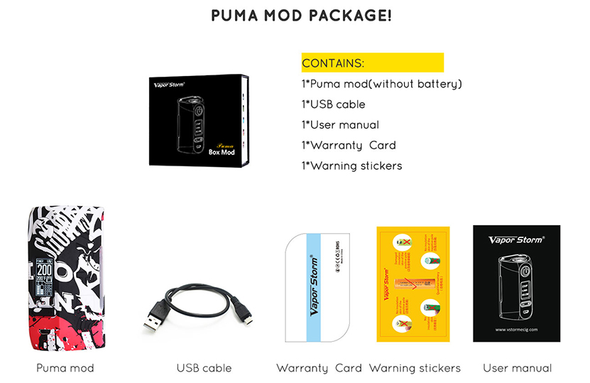 Vapor Storm Puma TC Box Mod package