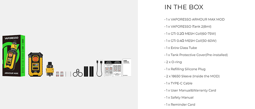 Vaporesso Armour Max Kit Package