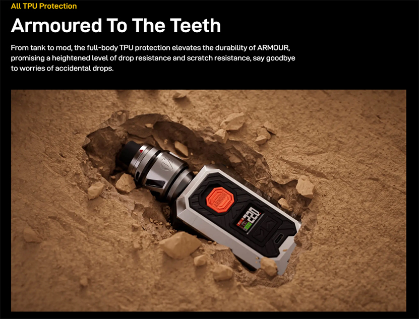 Vaporesso Armour Max Kit with iTank T Adopts TPU Material