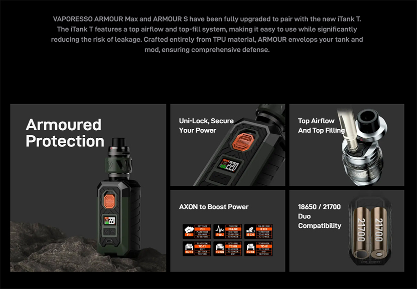 Vaporesso Armour Max Kit with iTank T Short Description