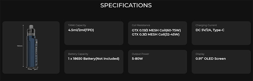 Vaporesso GEN PT80 S Kit Specification