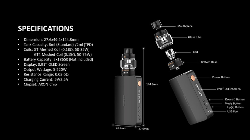 Vaporesso Gen X Box Mod Kit Structure