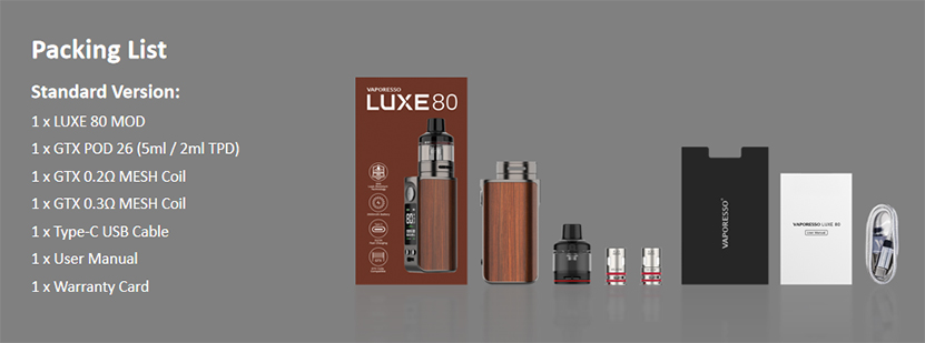 Vaporesso Luxe 80 Pod Mod Kit package