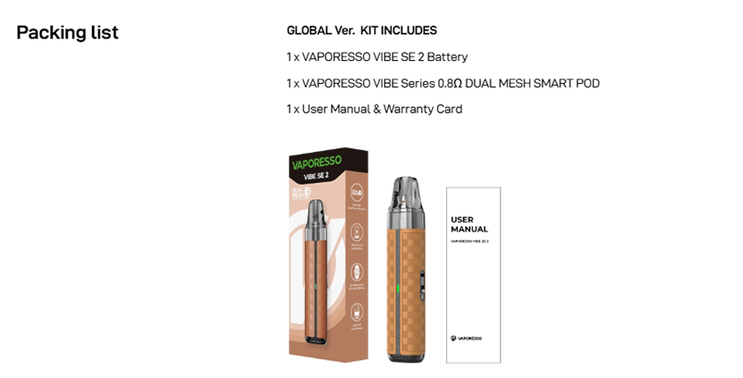 Vaporesso Vibe SE 2 Kit Package