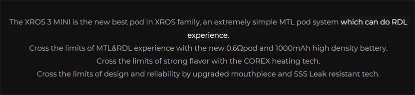 Vaporesso XROS 3 Mini Kit Short Description