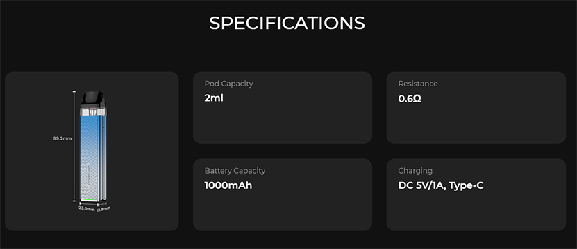 Vaporesso XROS 3 Mini Kit Specification