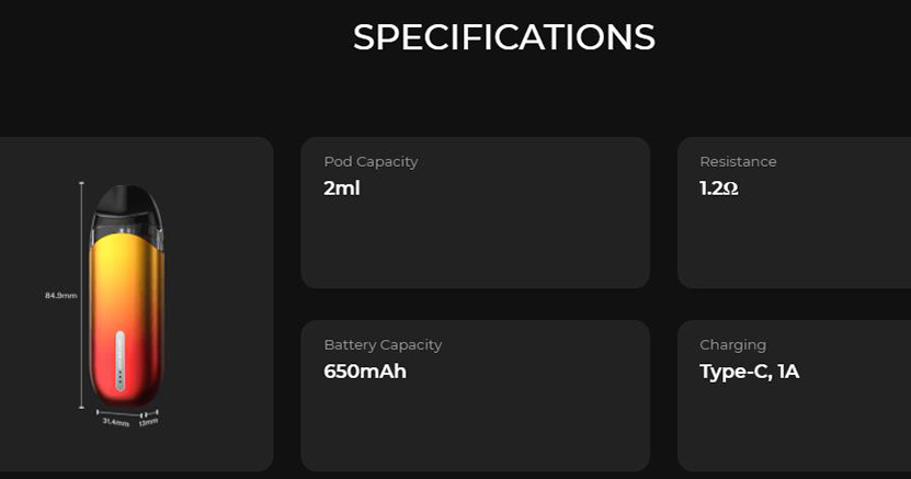 Vaporesso Zero S Kit Specification