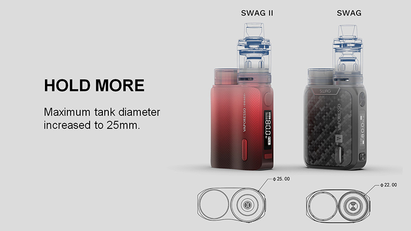 Vaporesso SWAG II Vape Mod Comparison with SWAG 1
