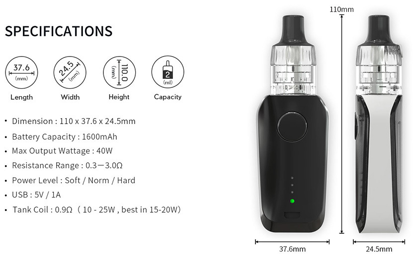 Vowl 40W MTL Starter Kit Features 01