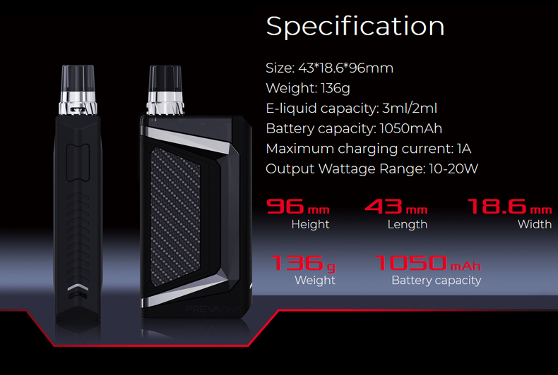 Wismec Preva DNA Pod Kit Specification