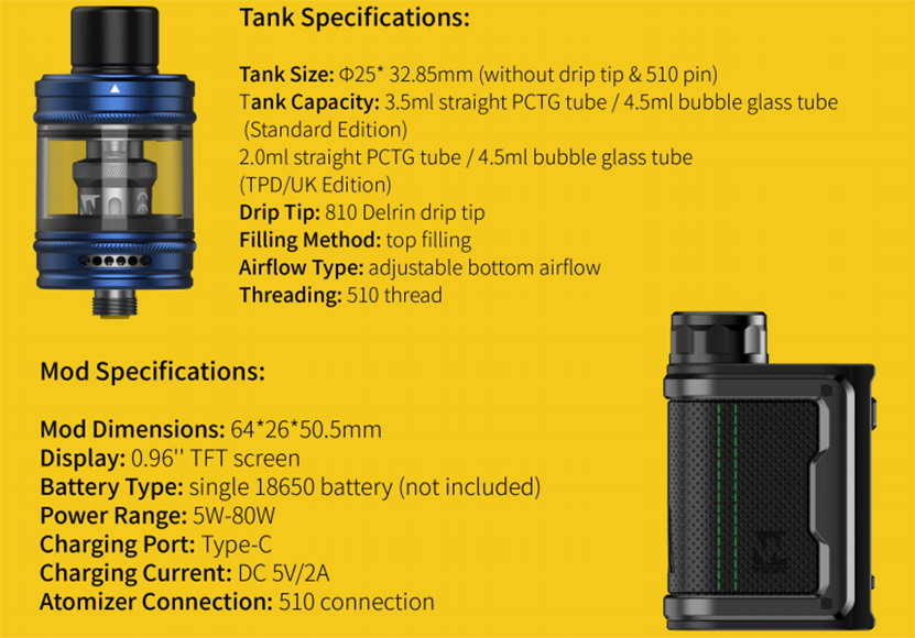 Wotofo MDura Mini 80W Mod Kit with nexMINI Sub Ohm Tank