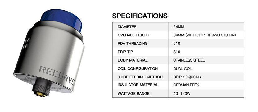 Wotofo Recurve Dual RDA Specification