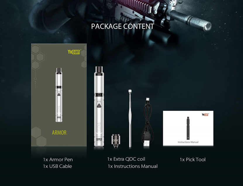 Yocan Armor Vaporizer Kit Feature Package