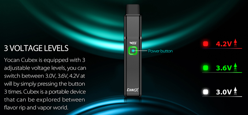 Yocan Cubex Vaporizer Kit Voltages
