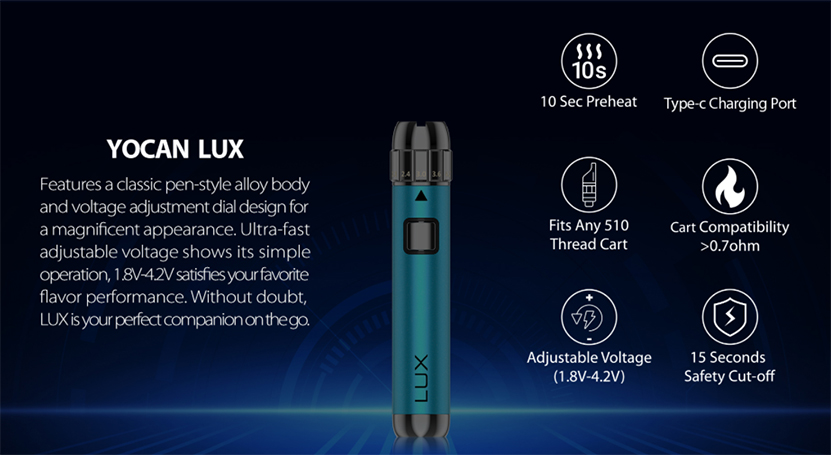 Yocan LUX Plus Battery Features
