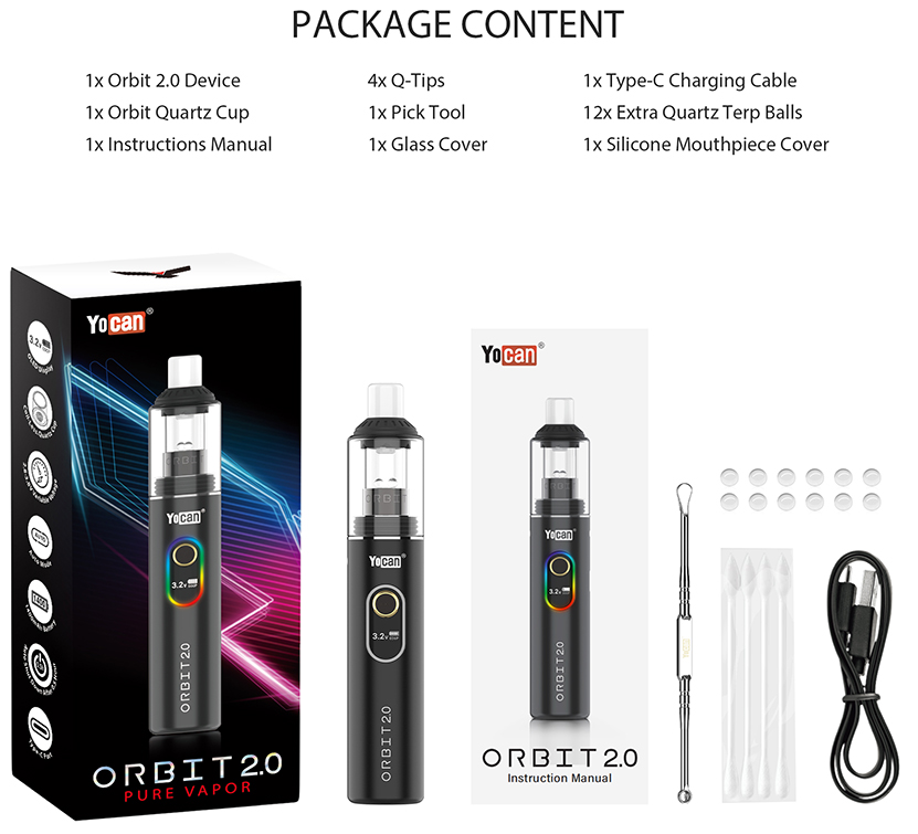 Yocan Orbit 2.0 Kit Packing List