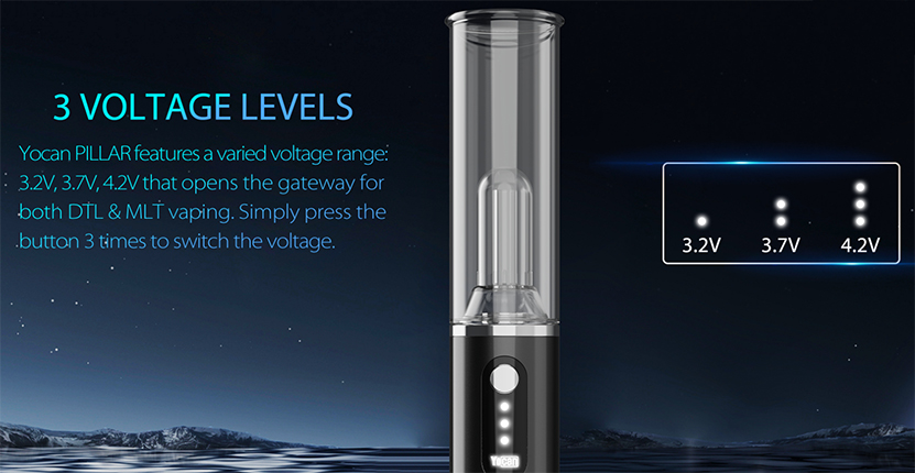 Yocan Pillar Smart Erig Kit 3 Voltage Levels