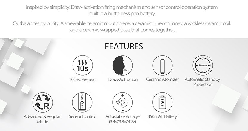 Yocan Stix 2.0 Vaporizer Pen Kit Features