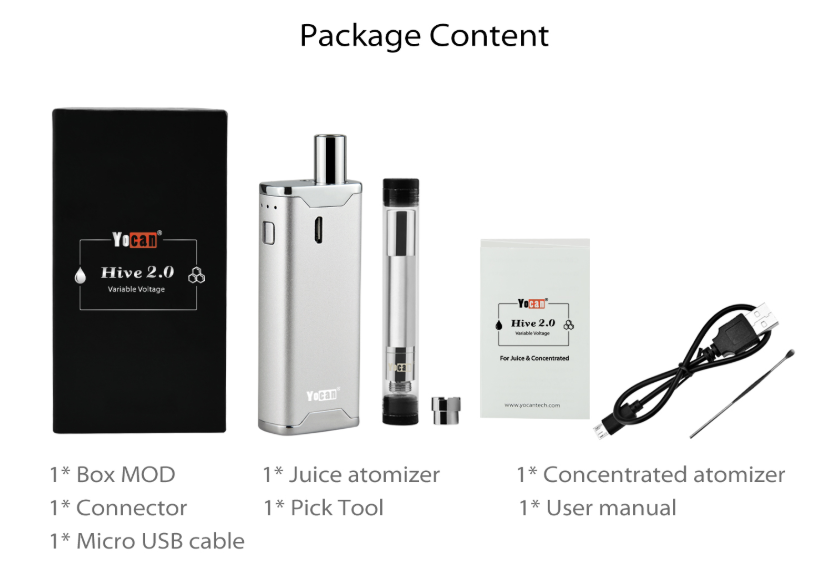 Yocan Hive 2.0 Vaporizer Kit Package