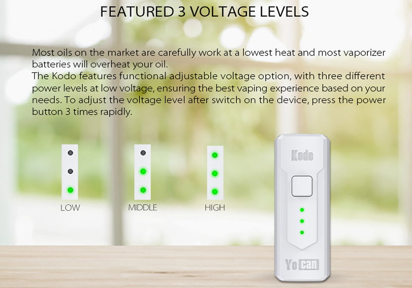 Yocan Kodo Mod Voltage Levels