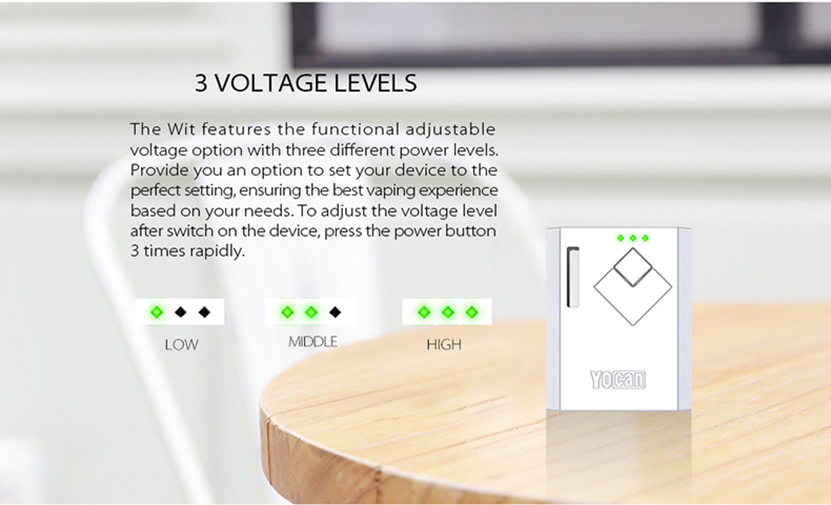Yocan Wit Box Mod Three Voltage Levels