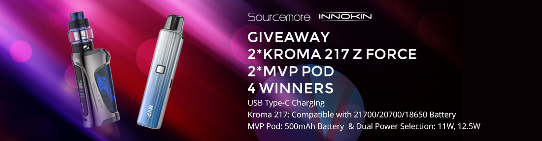 Sourcemore x Innokin Kroma 217 Z Force & MVP Pod Kits Giveaway