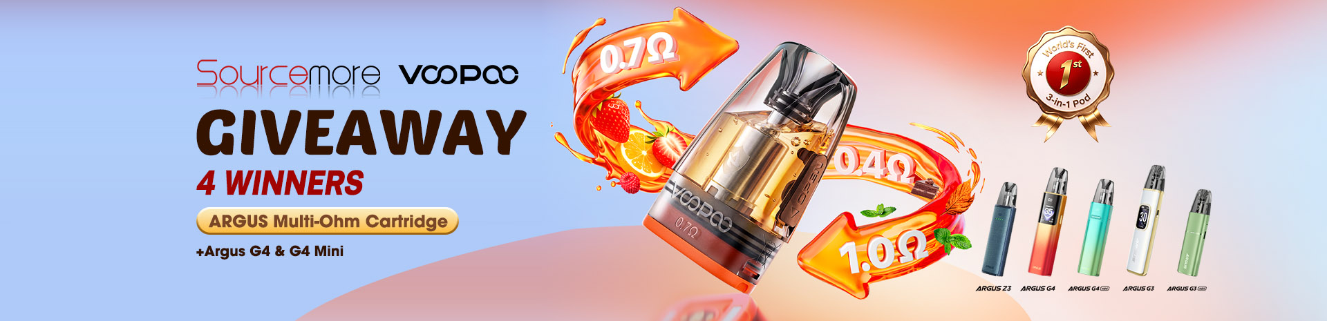 Sourcemore X VOOPOO Argus Multi Ohm Cartridge Giveaway