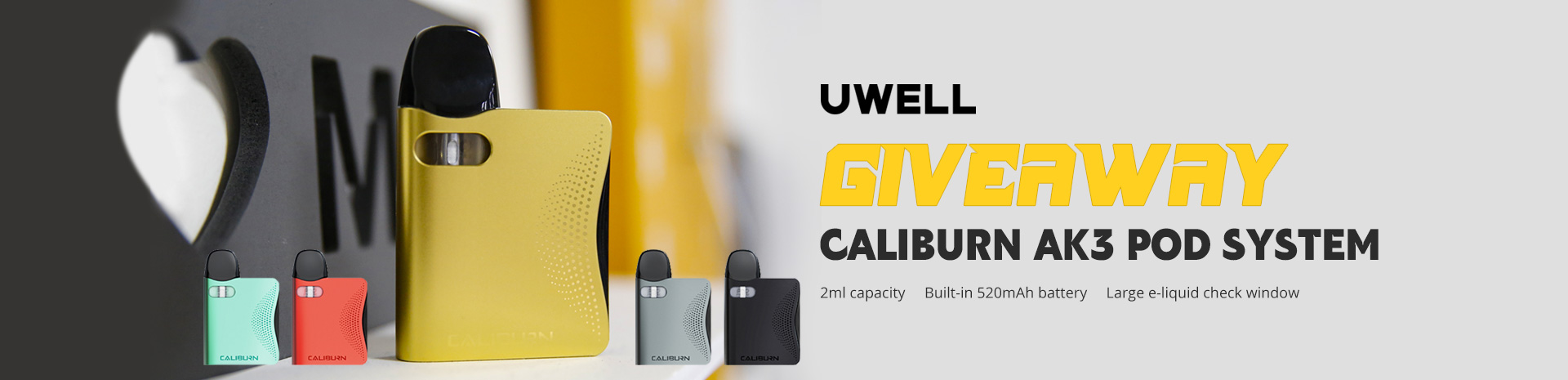 Uwell Caliburn AK3 Pod System Kit Giveaway