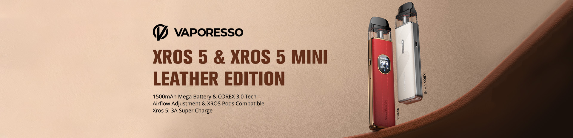 Vaporesso XROS 5 and XROS 5 Mini Leather Edition