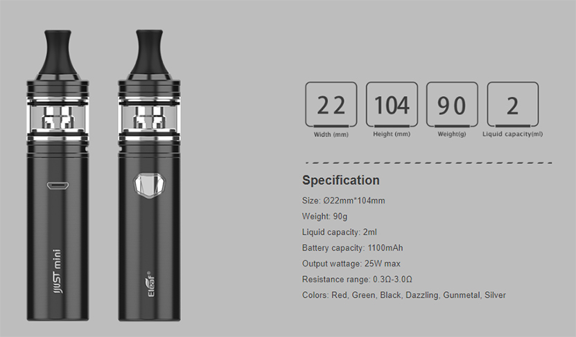 iJust Mini Vape Kit Specification