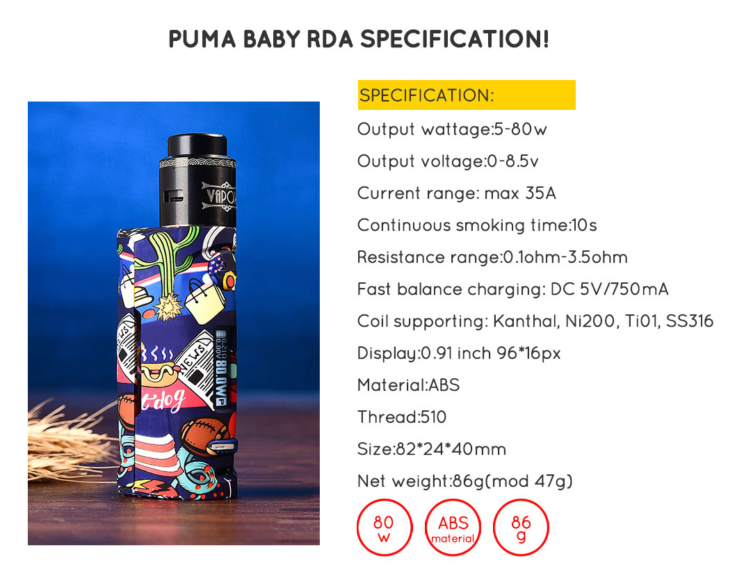 Vapor Storm Puma Baby Kit with Lion RDA Features 2